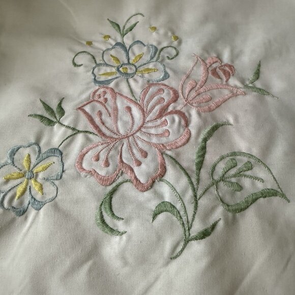 Vintage Tablecloth Hand Embroidery Lace Square Pattern White Floral 88x65” - Picture 8 of 16